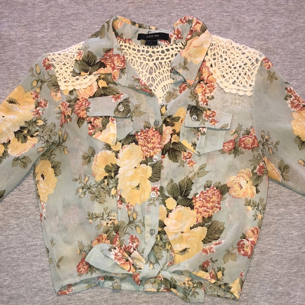 Paper Tee Tie Front Boho Blouse